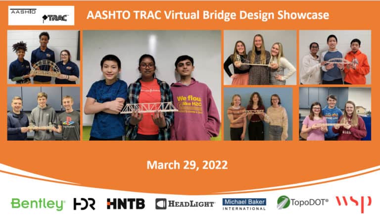 Collage of photos for AASHTO TRAC Virtual Bridge Design Showcase