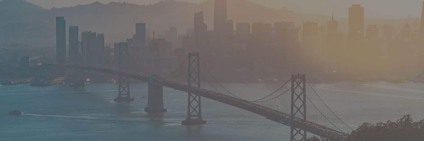 San Francisco Bay bridge and city skyline