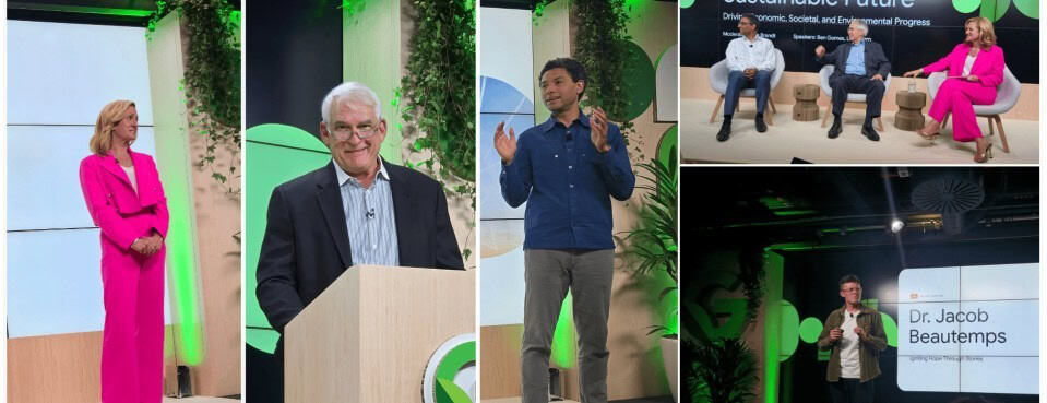 A collage of speakers at Google AI for the Planet