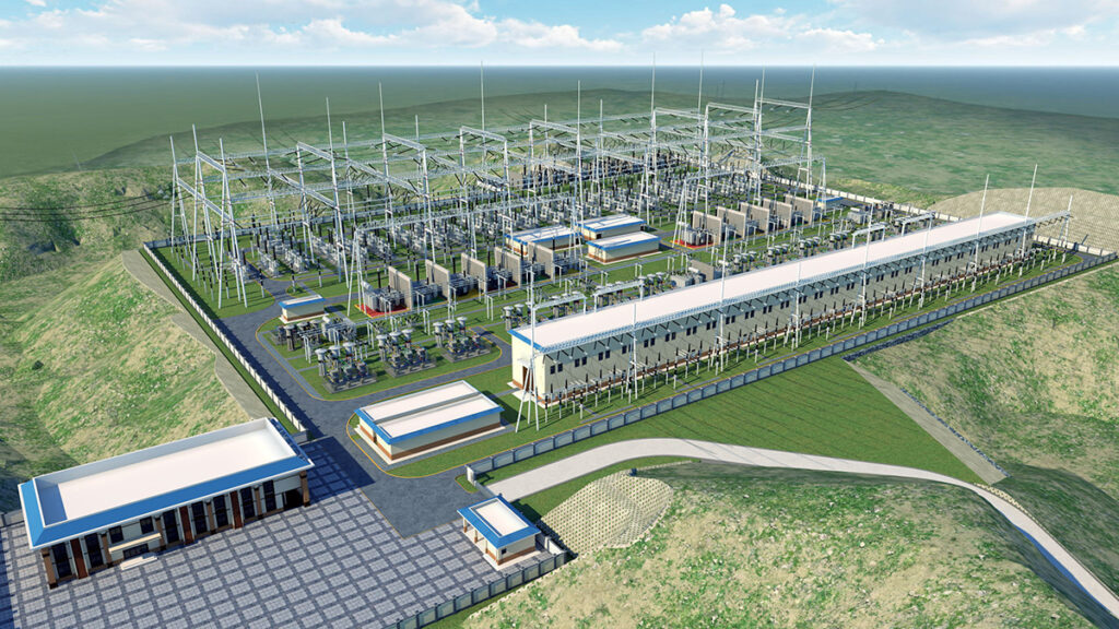 Aerial view of Perth’s Power Infrastructure at an electrical substation complex, featuring multiple transformers, power lines, and buildings surrounded by fencing and greenery.