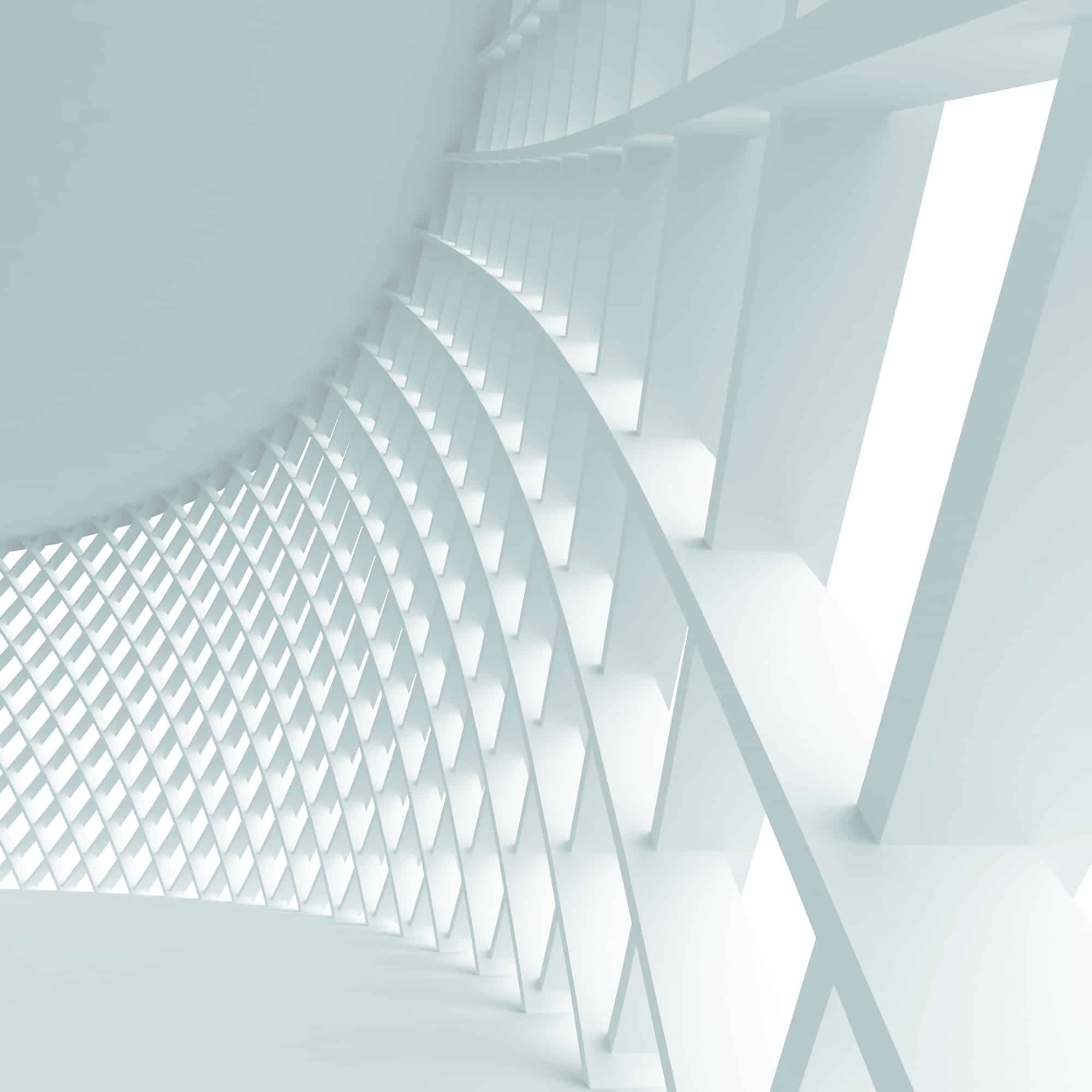 Abstract image of a geometric pattern with repetitive white shapes forming a tunnel-like structure, serving as a cover.