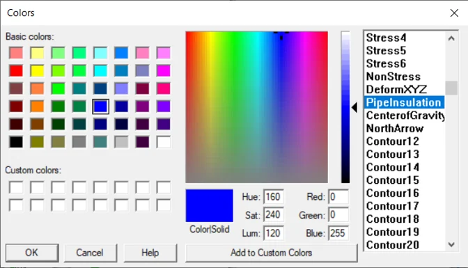 AutoPIPE Show Insulation colors