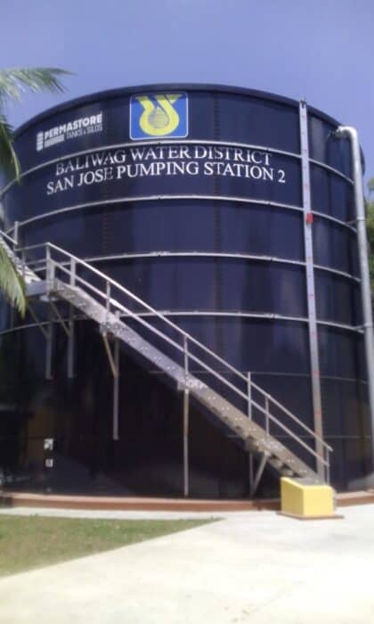 Baliwag Water District Water tank for storing potable water. 
