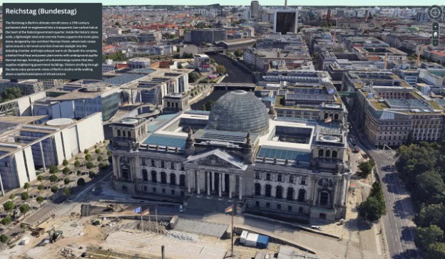 Luftaufnahme des ReichstagsgebƤudes in Berlin, Deutschland.