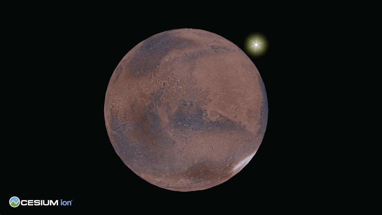 An image of Mars viewed from space