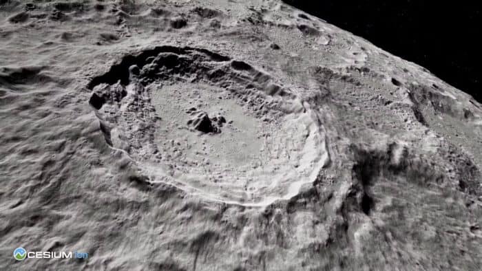 Cesium Moon Terrain model, a comprehensive 3D representation of the lunar surface that could support lunar exploration, construction and mission planning.