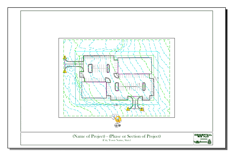 Blueprint of a floor plan showing various rooms within a rectangular building, overlaid with a topographic map and marked with electrical wiring and symbols. Confidential watermark in bottom corner, designed for Land Developers.