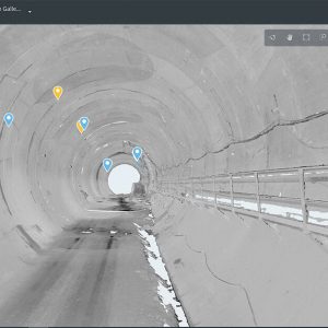 A 3D digital model of a tunnel interior is displayed on screen, with colored location markers and a sidebar listing scan data files on the right, ideal for integration with Leapfrog or PLAXIS for advanced geotechnical analysis. A 3D digital model of a tunnel interior is displayed on screen, with colored location markers and a sidebar listing scan data files on the right, ideal for integration with Leapfrog or PLAXIS for advanced geotechnical analysis.