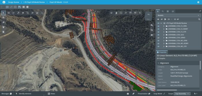 Screenshot of digital twin of road project