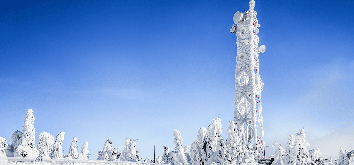 Image of a frozen telecommunications tower