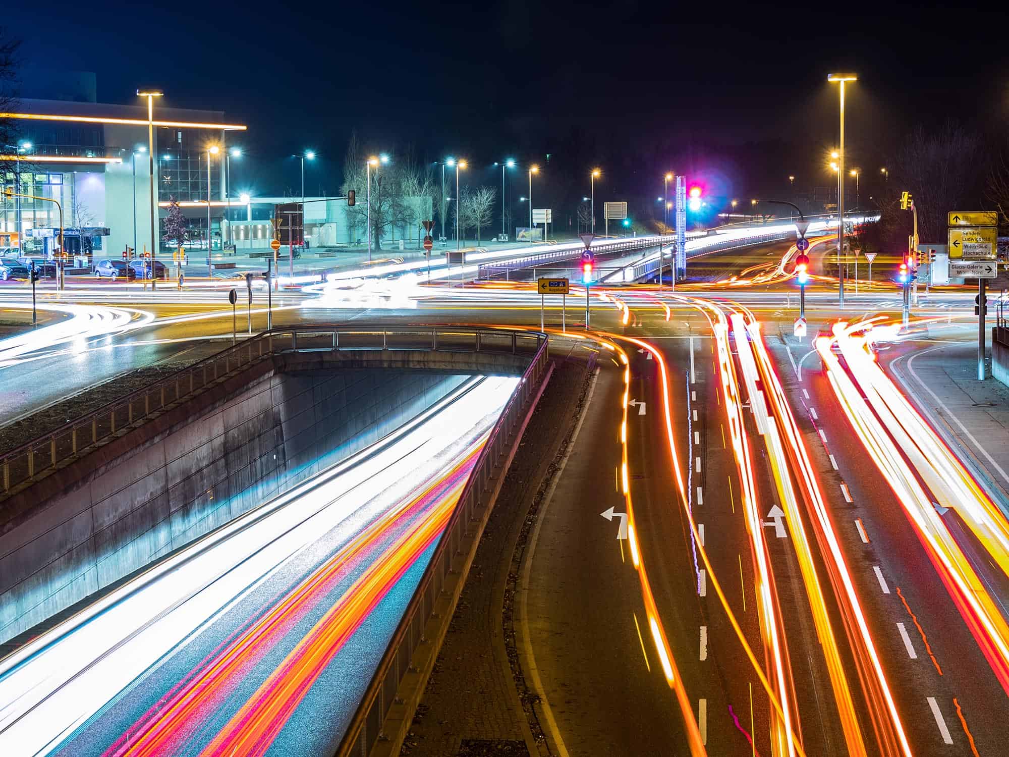 long exposure road at night