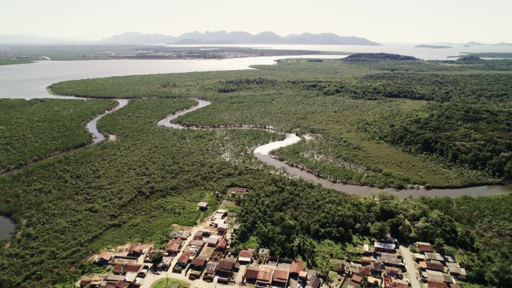Aerial shot of the outskirts of the city of Joinville