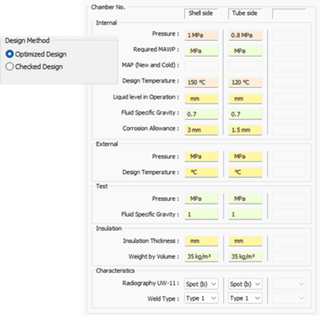 A screenshot of a design parameters form for AutoPIPE Vessel shows values for pressure, temperature, and insulation thickness. The "Optimized Design" method is selected, enabling you to design smarter with precision and efficiency.