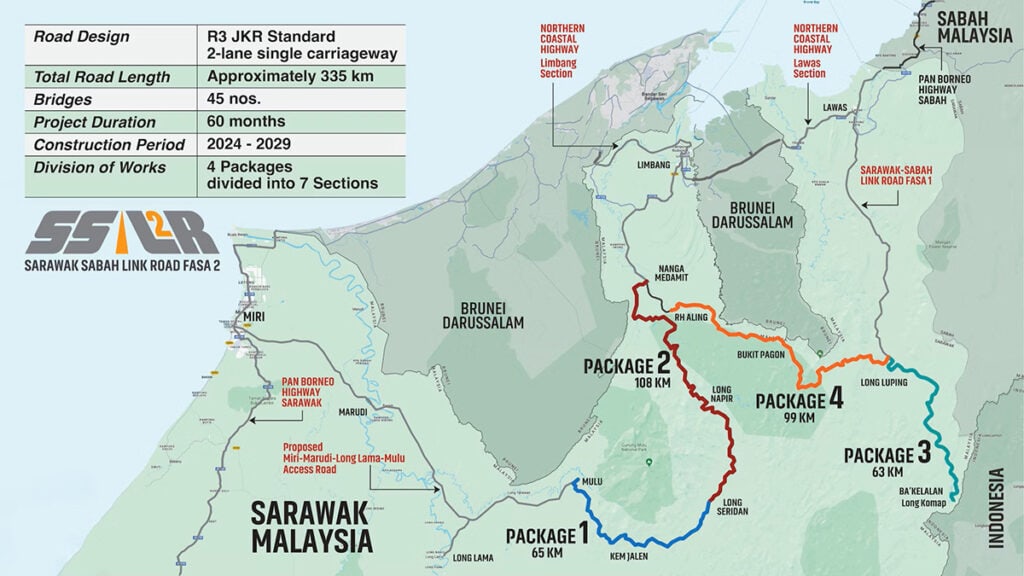 Locality map and details of the Sarawak Sabah Link Road 2 Project.