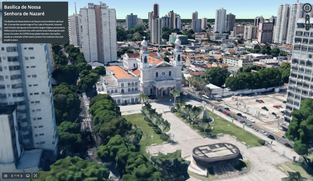 A large white building with a spacious lawn and trees in front of it, located in Belém. Perfect for a virtual 3D tour, this site is set to play a role during COP30 events.