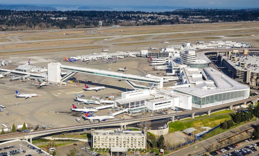 Overhead view of SeaTac Airport